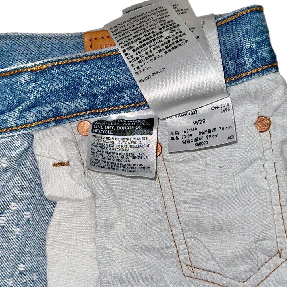 Levis 501 Button Fly High Rise Distressed Frayed Dottie Blues Denim Shorts 29 - Picture 10 of 16